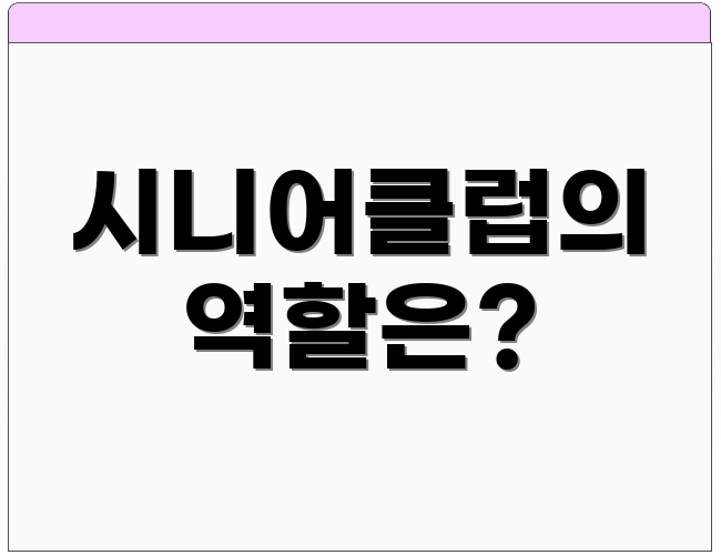 시니어클럽의 역할은?
