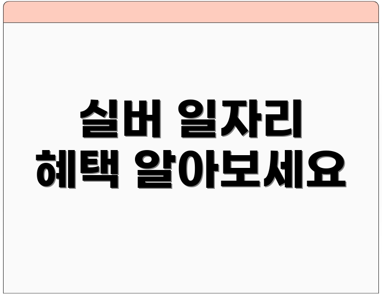 실버 일자리 혜택 알아보세요
