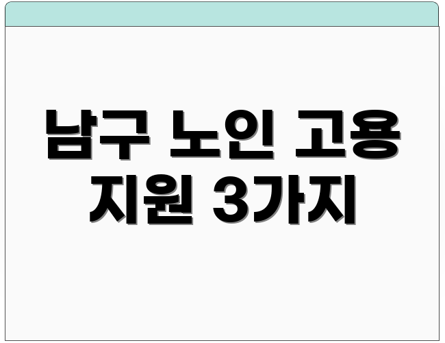 남구 노인 고용 지원 3가지