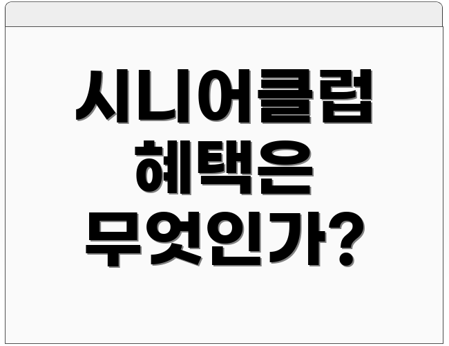 시니어클럽 혜택은 무엇인가?