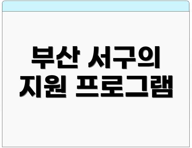 부산 서구의 지원 프로그램