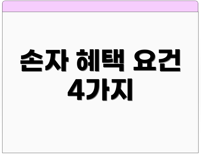 손자 혜택 요건 4가지