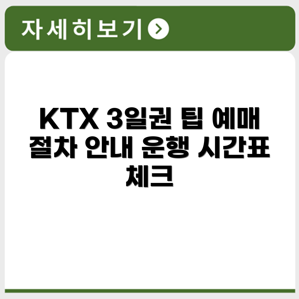 내일로 KTX 3일권 예매 절차와 가격 시간표 운행 구간