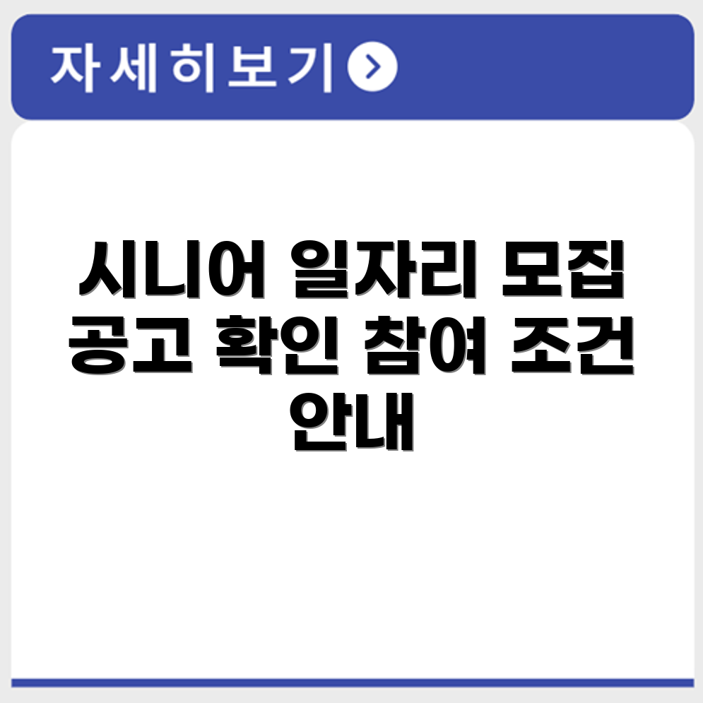 시니어일자리 사업 유형별 모집 공고 및 참여조건