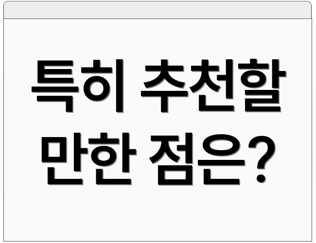 특히 추천할 만한 점은?