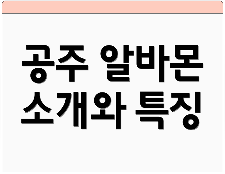 공주 알바몬 소개와 특징