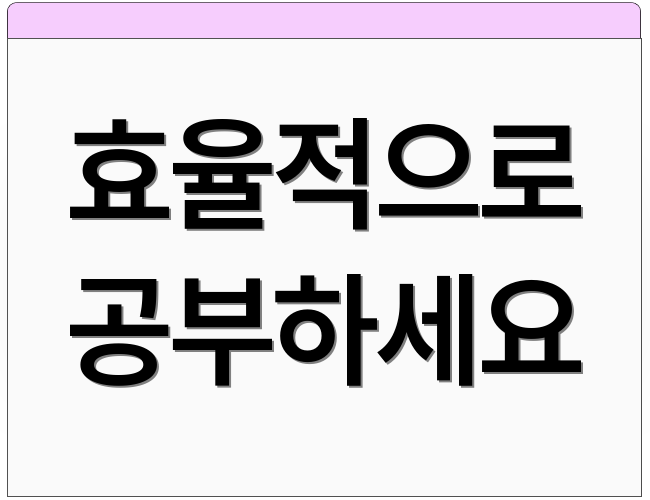 효율적으로 공부하세요