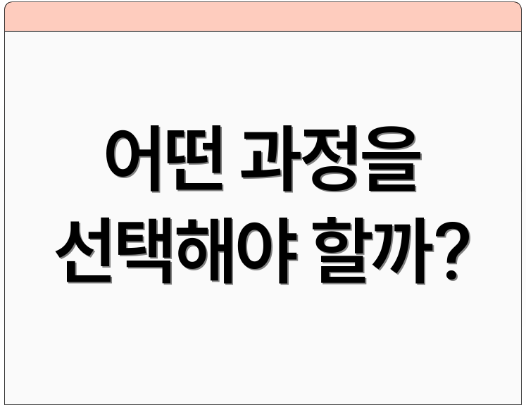 어떤 과정을 선택해야 할까?