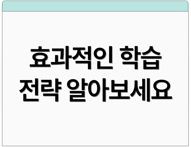 효과적인 학습 전략 알아보세요