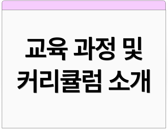 교육 과정 및 커리큘럼 소개
