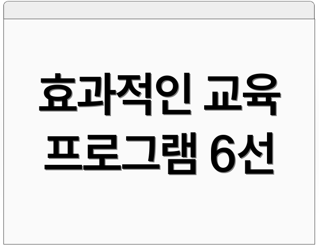 효과적인 교육 프로그램 6선