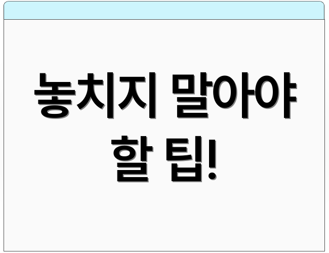 놓치지 말아야 할 팁!