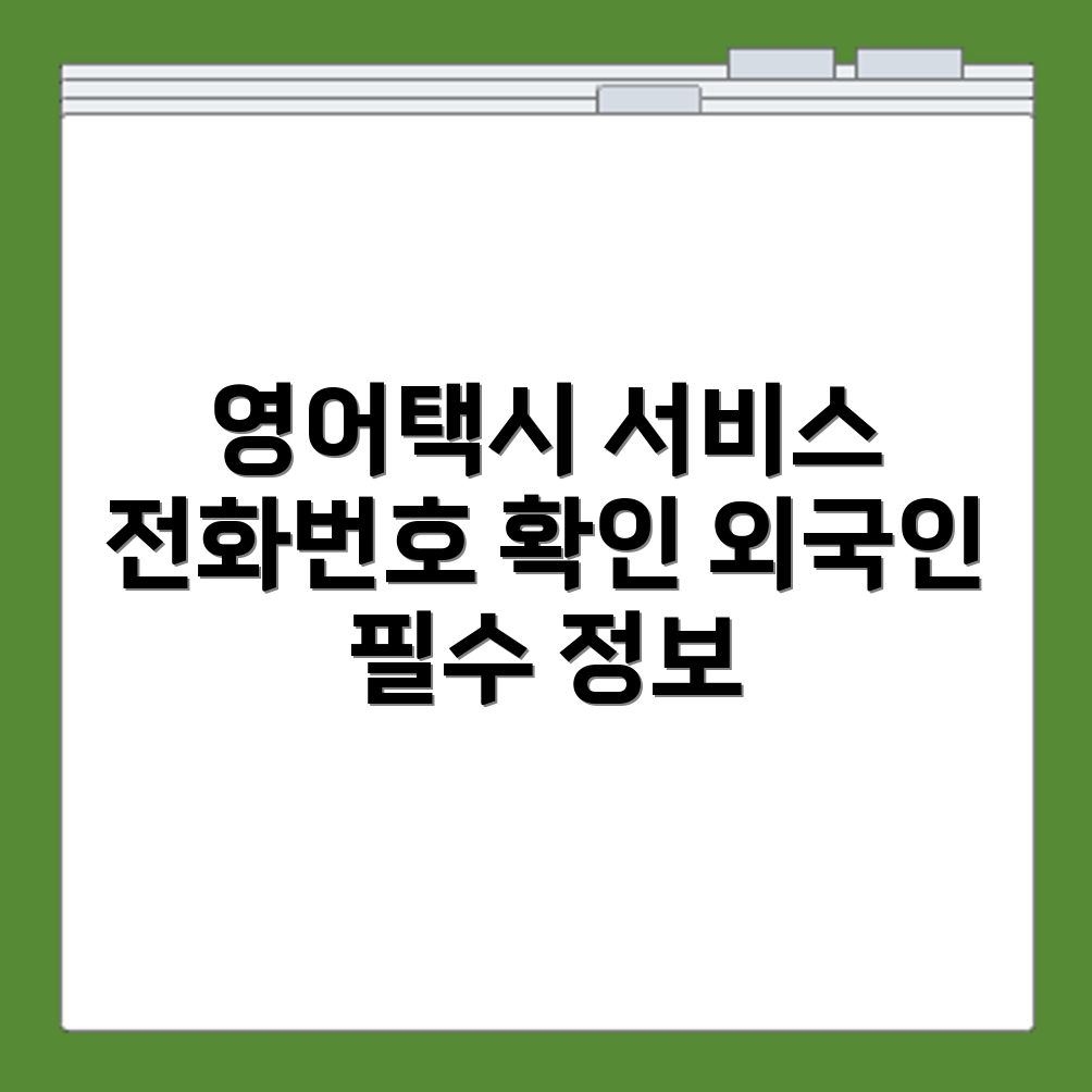 영어택시 서비스 제공 업체 전화번호와 외국인 이용 정보