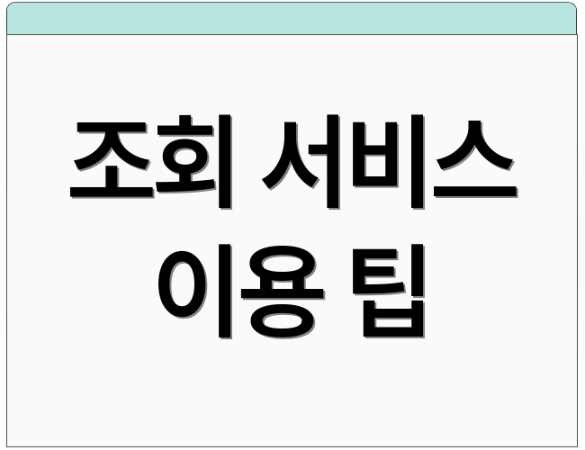 조회 서비스 이용 팁