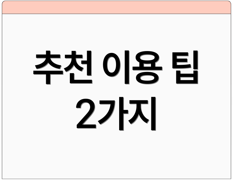 추천 이용 팁 2가지