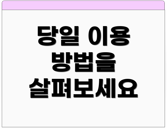 당일 이용 방법을 살펴보세요