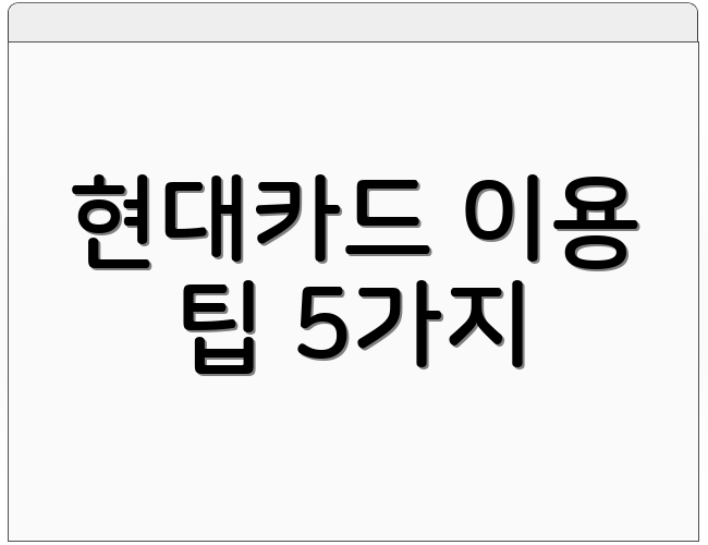 현대카드 이용 팁 5가지