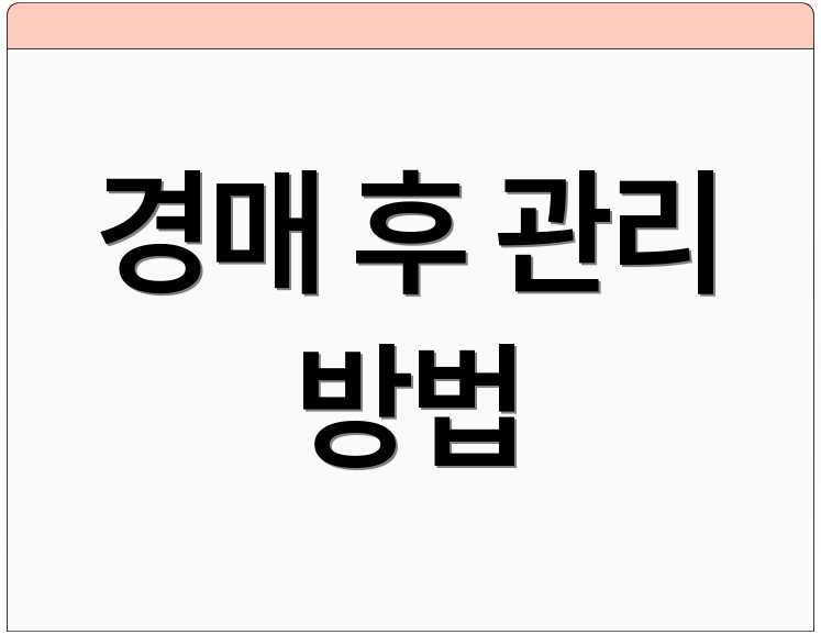 경매 후 관리 방법
