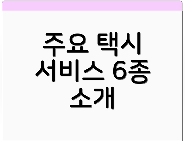 주요 택시 서비스 6종 소개