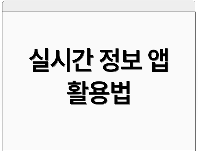 실시간 정보 앱 활용법