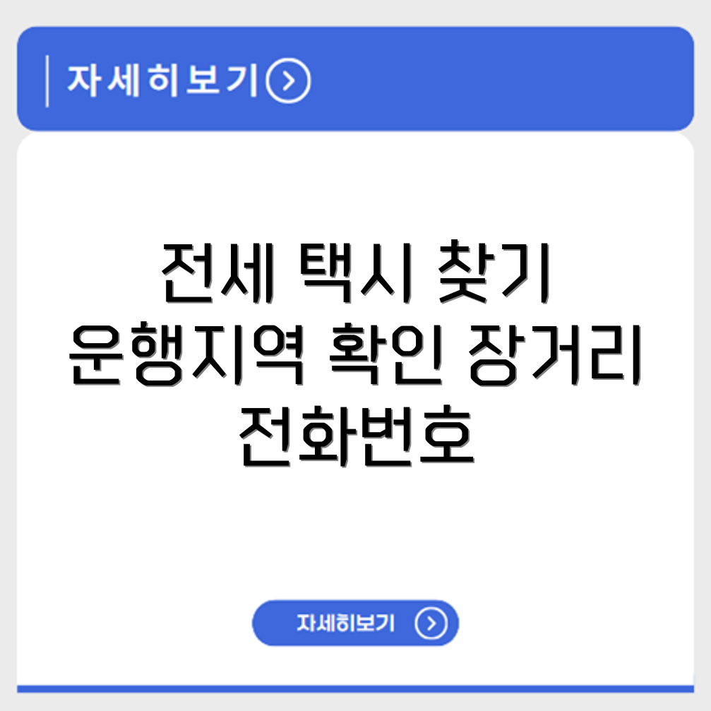 전세 택시 운행지역과 장거리 이용 가능한 전화번호 확인