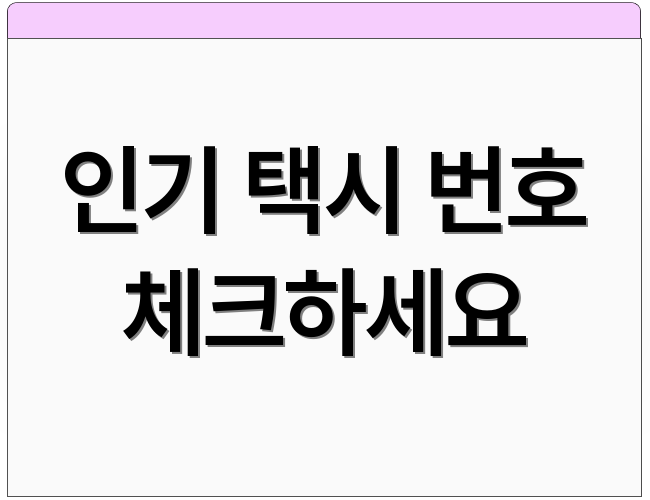 인기 택시 번호 체크하세요