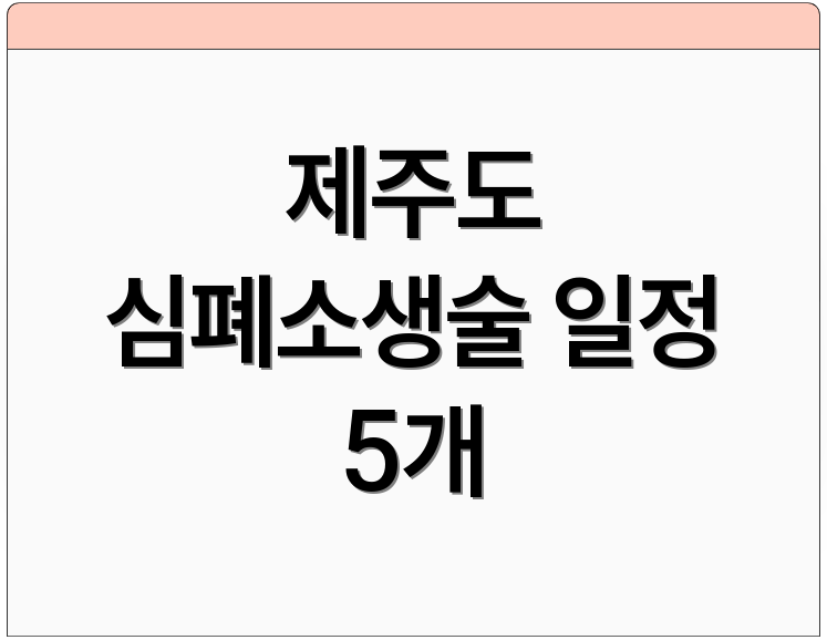 제주도 심폐소생술 일정 5개