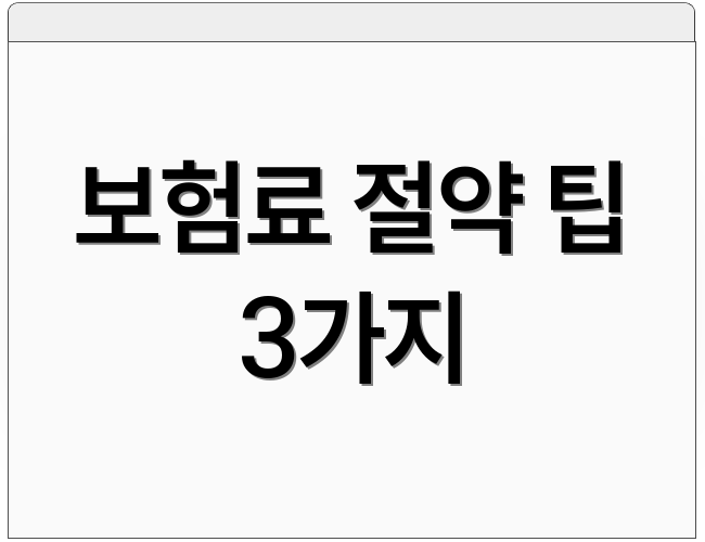 보험료 절약 팁 3가지