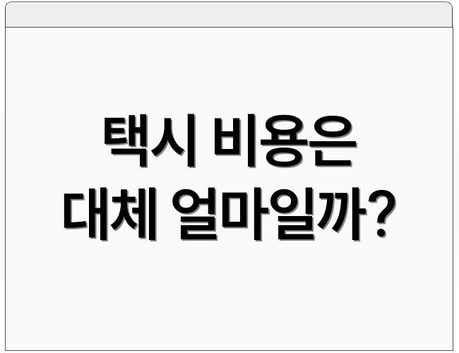 택시 비용은 대체 얼마일까?