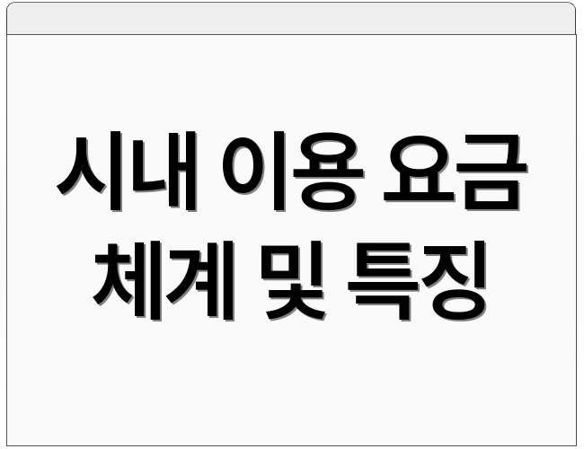 시내 이용 요금 체계 및 특징