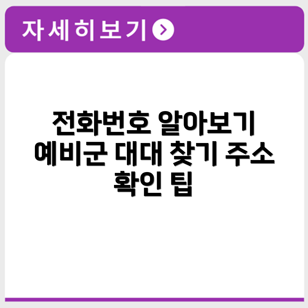 경기도 예비군 대대 동대 전화번호 목록 연락처 및 주소 확인 방법