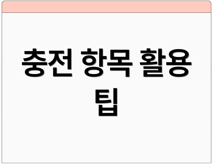 충전 항목 활용 팁