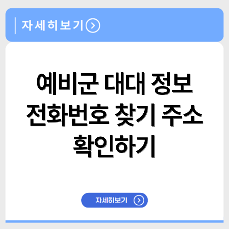경기도 예비군 대대 전화번호 및 주소 연락처 및 주소 확인 방법