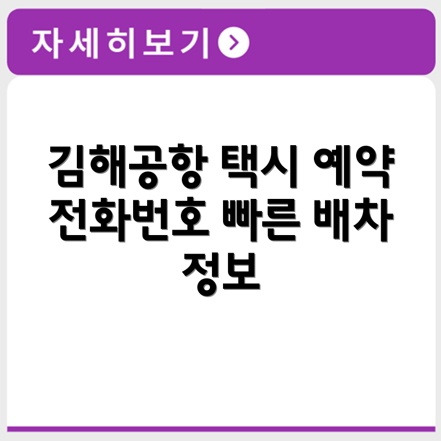 김해공항 택시 예약 전화번호 정리와 배차 시간 기준