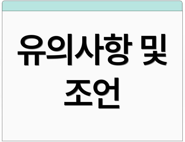유의사항 및 조언
