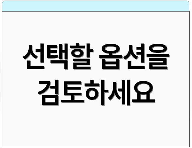 선택할 옵션을 검토하세요