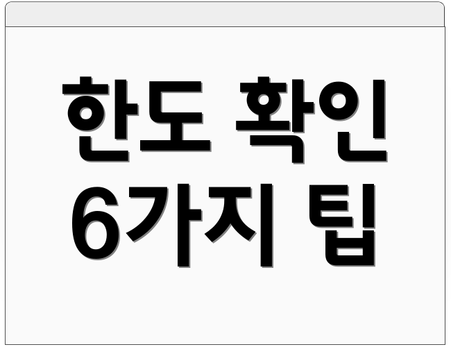 한도 확인 6가지 팁