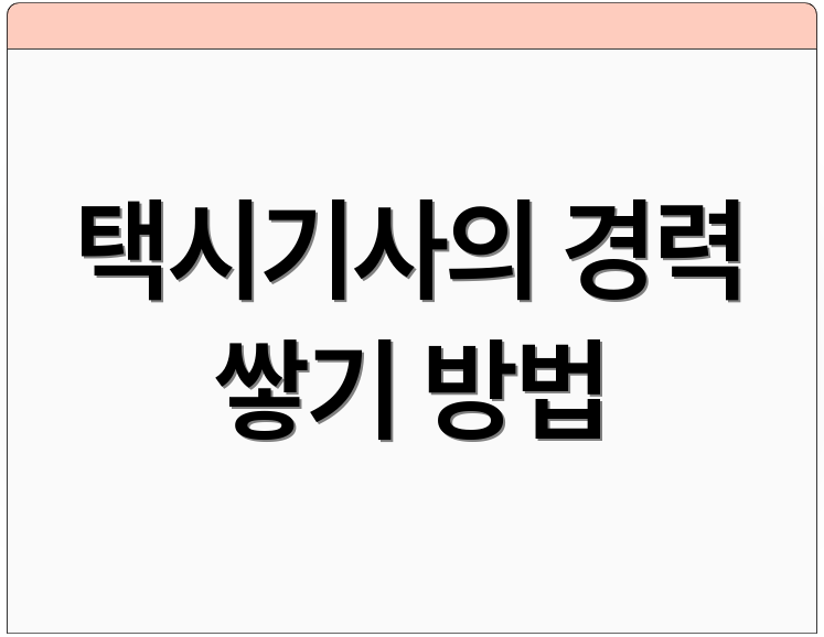 택시기사의 경력 쌓기 방법