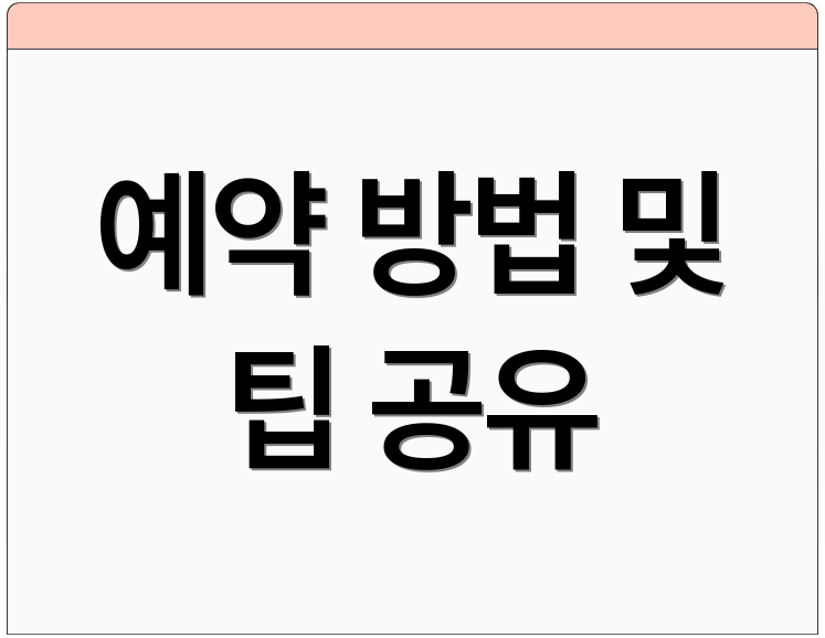 예약 방법 및 팁 공유