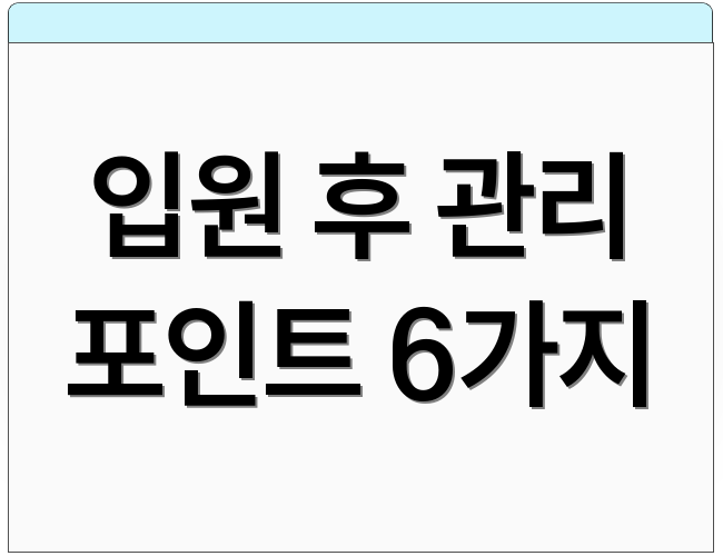 입원 후 관리 포인트 6가지