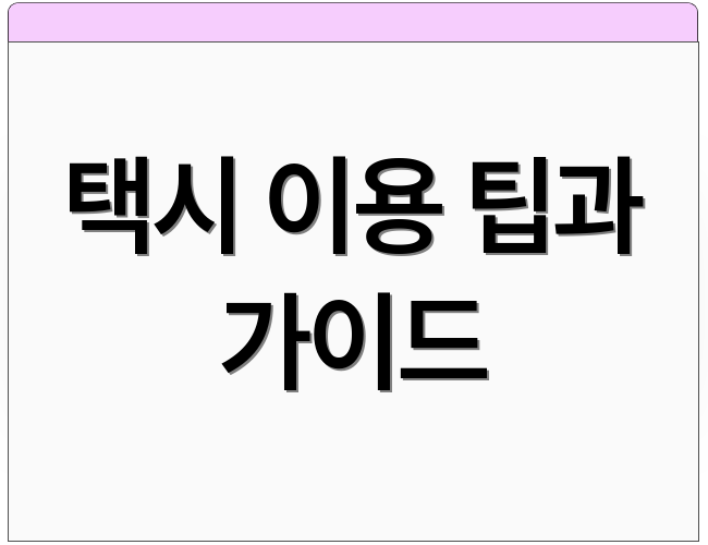 택시 이용 팁과 가이드