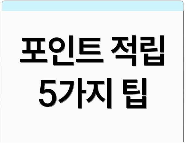 포인트 적립 5가지 팁