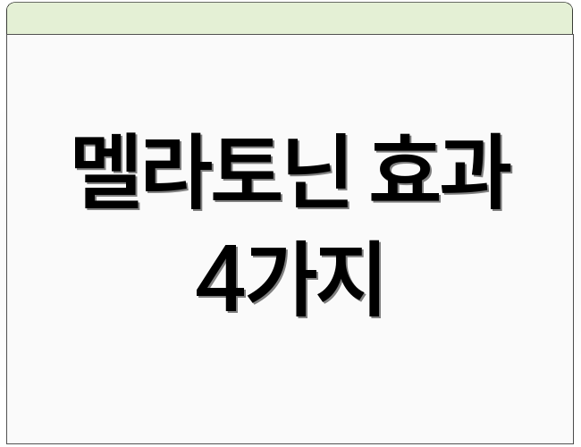 멜라토닌 효과 4가지