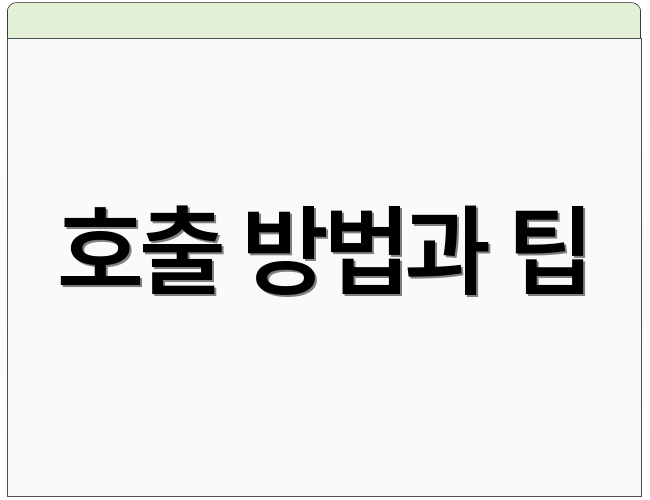 호출 방법과 팁