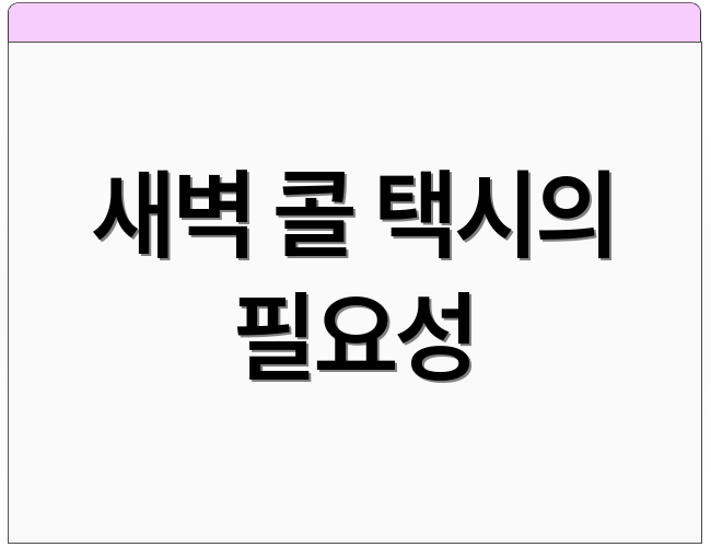 새벽 콜 택시의 필요성