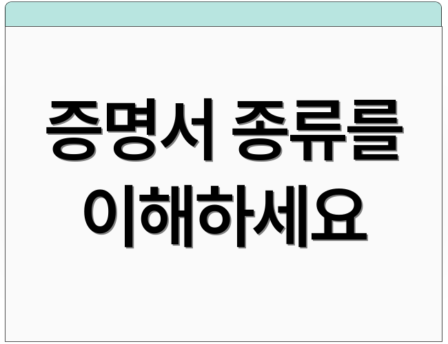 증명서 종류를 이해하세요