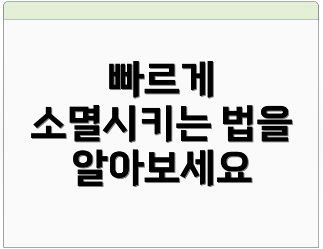 빠르게 소멸시키는 법을 알아보세요