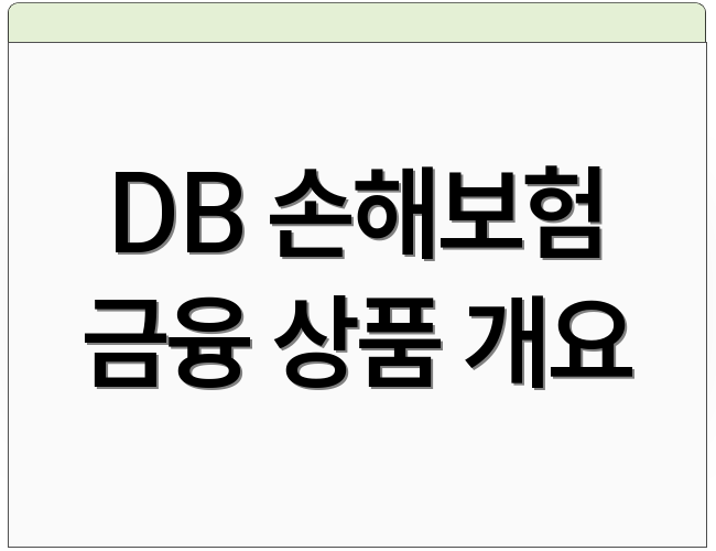 DB 손해보험 금융 상품 개요