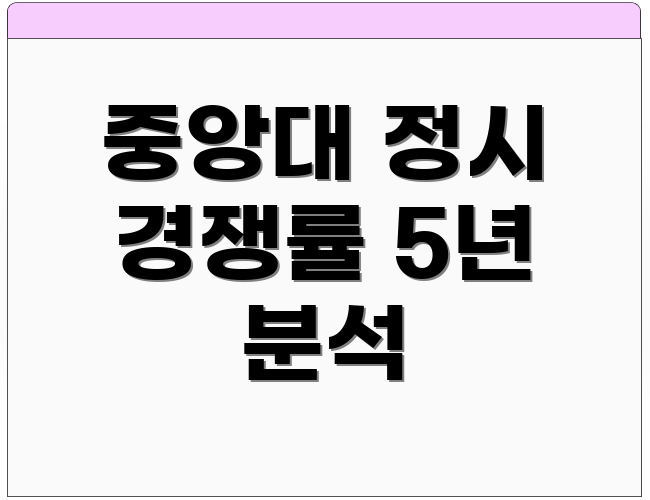 중앙대 정시 경쟁률 5년 분석