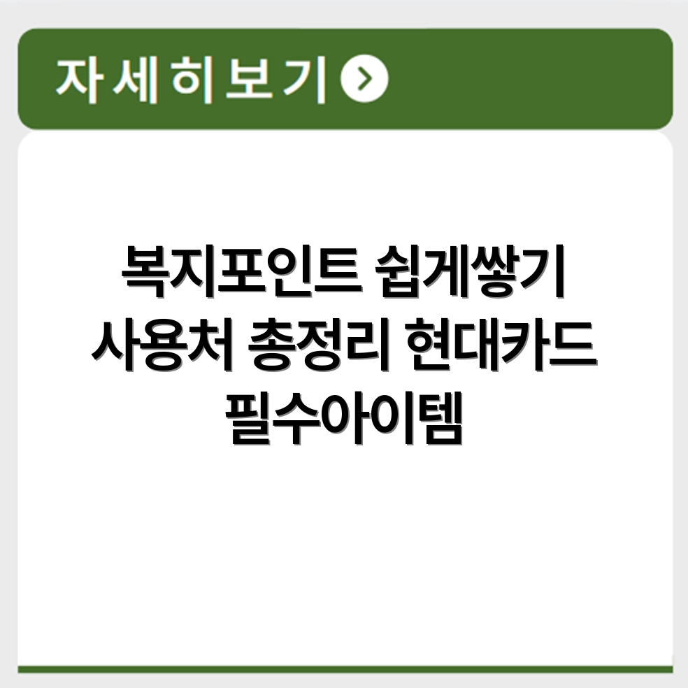 현대카드 복지포인트 적립 방법과 사용 가능한 곳